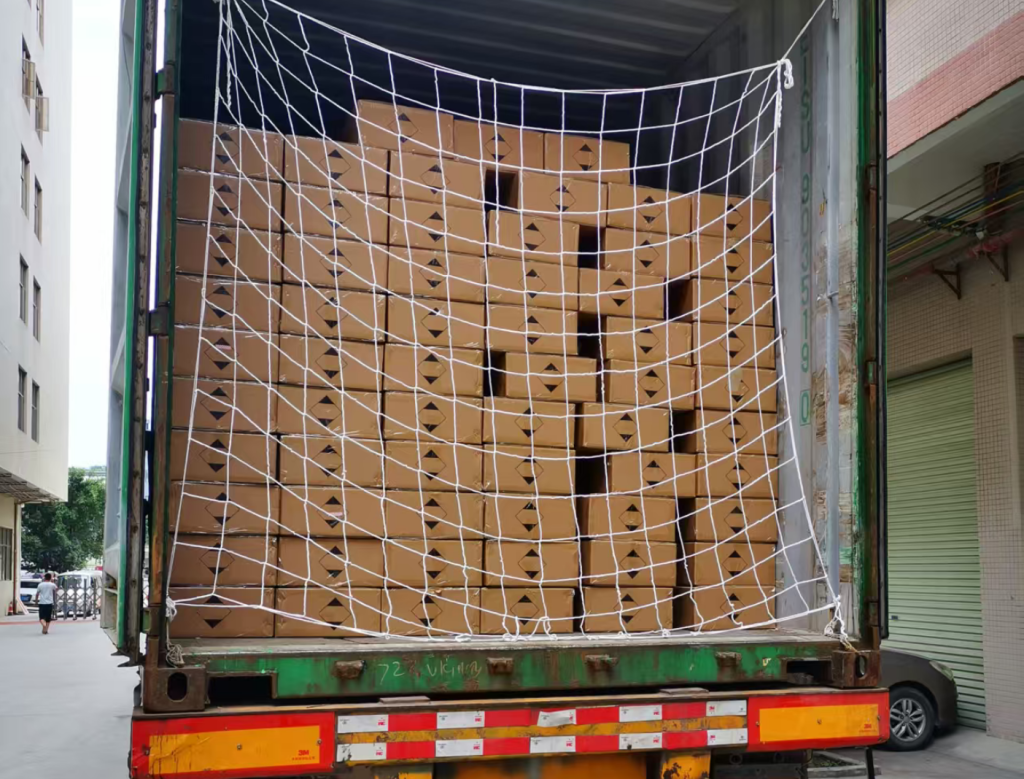 Export cartons loaded and secured inside a container ready for US shipment