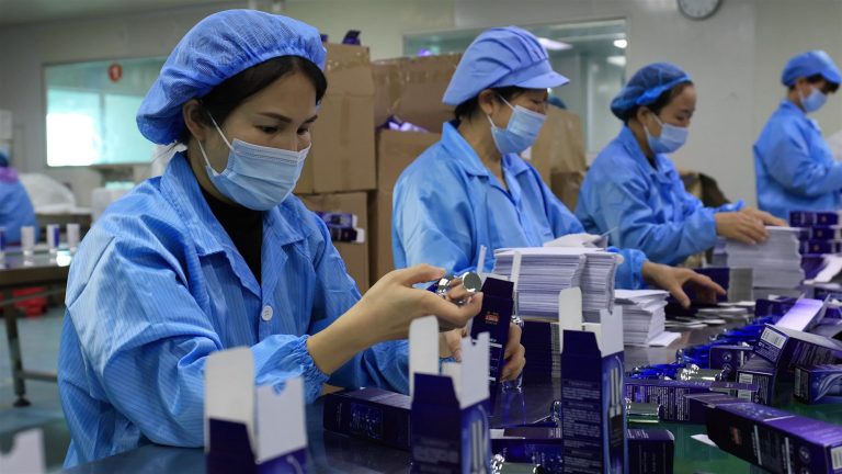 Production floor at the jogonglabs herbal skincare factory in Guangzhou