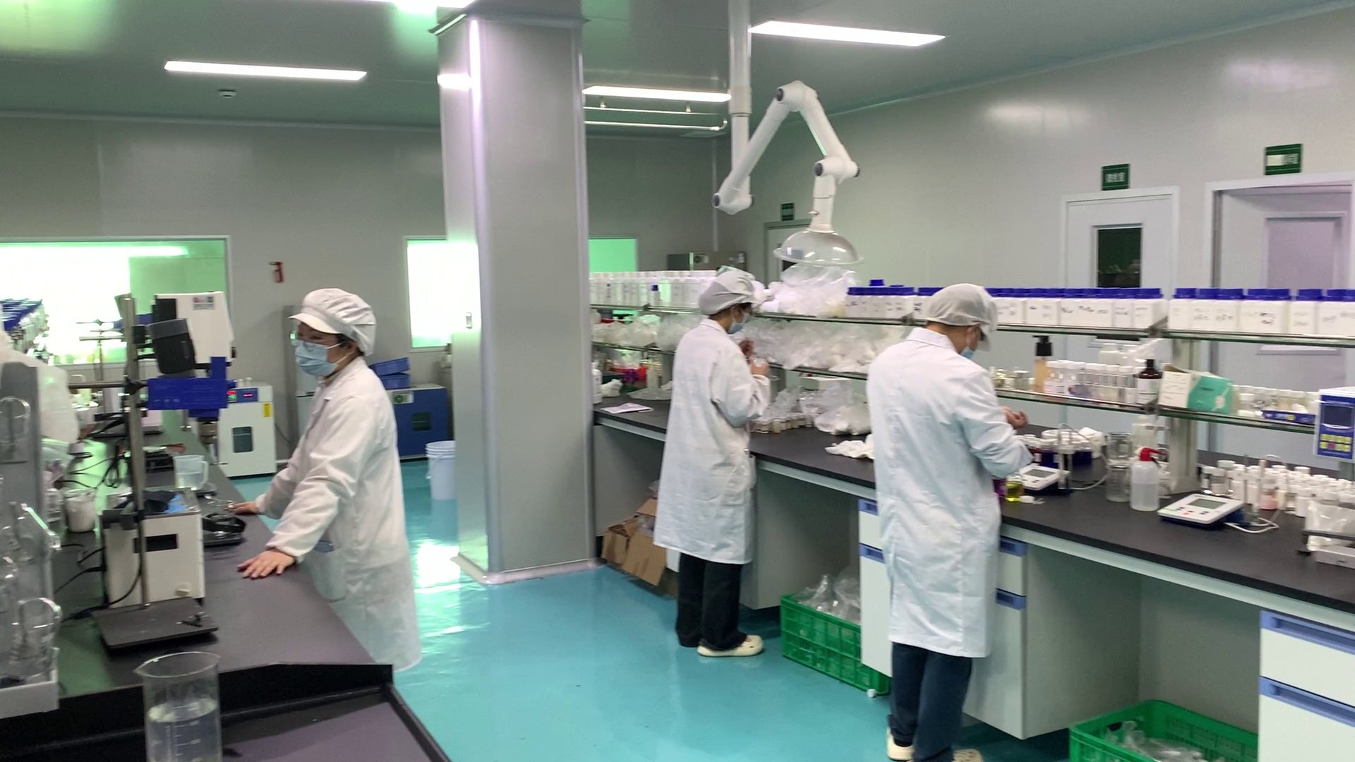Laboratory staff checking a cosmetic formula