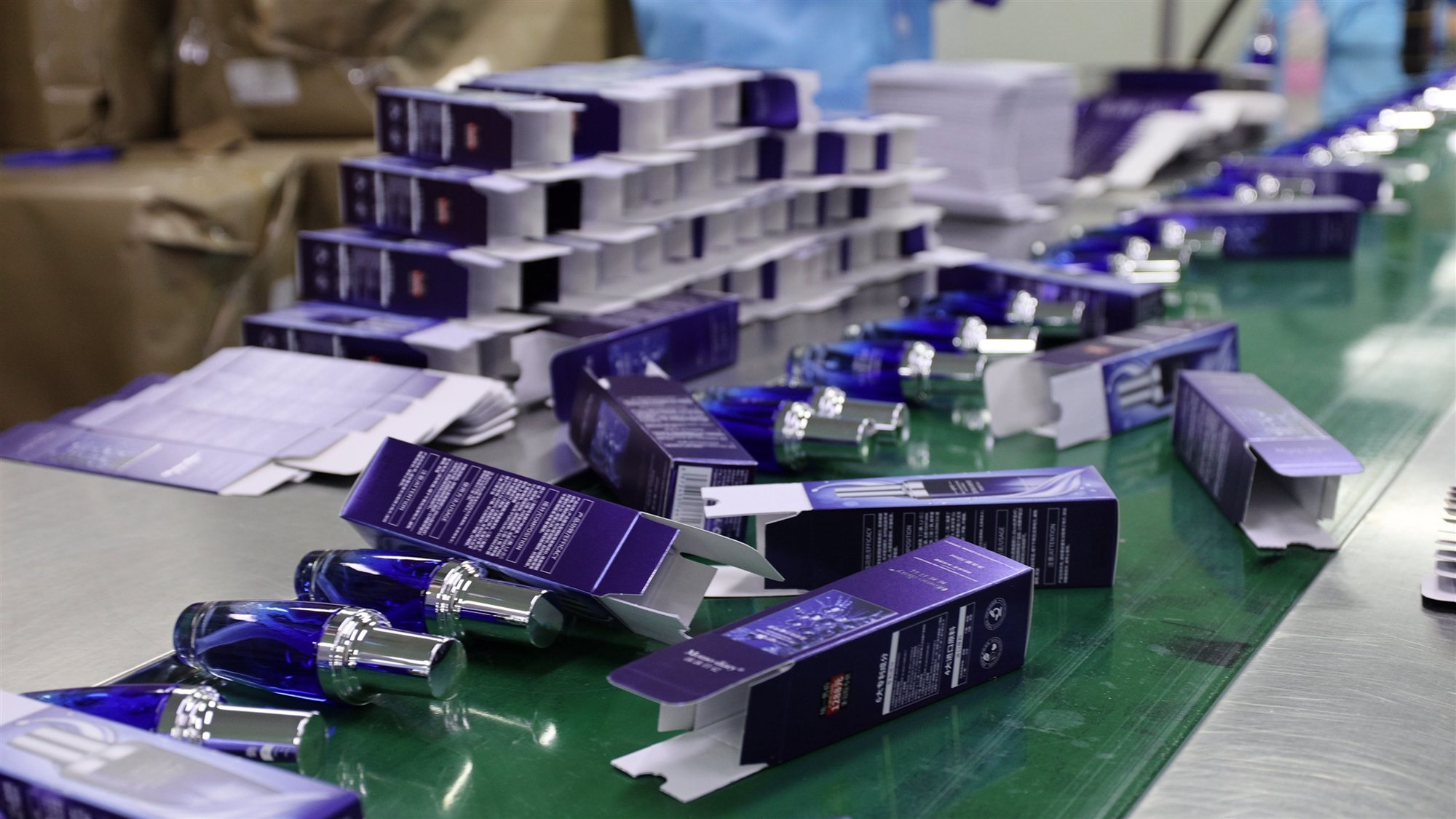 Skincare production line running after a deposit is paid